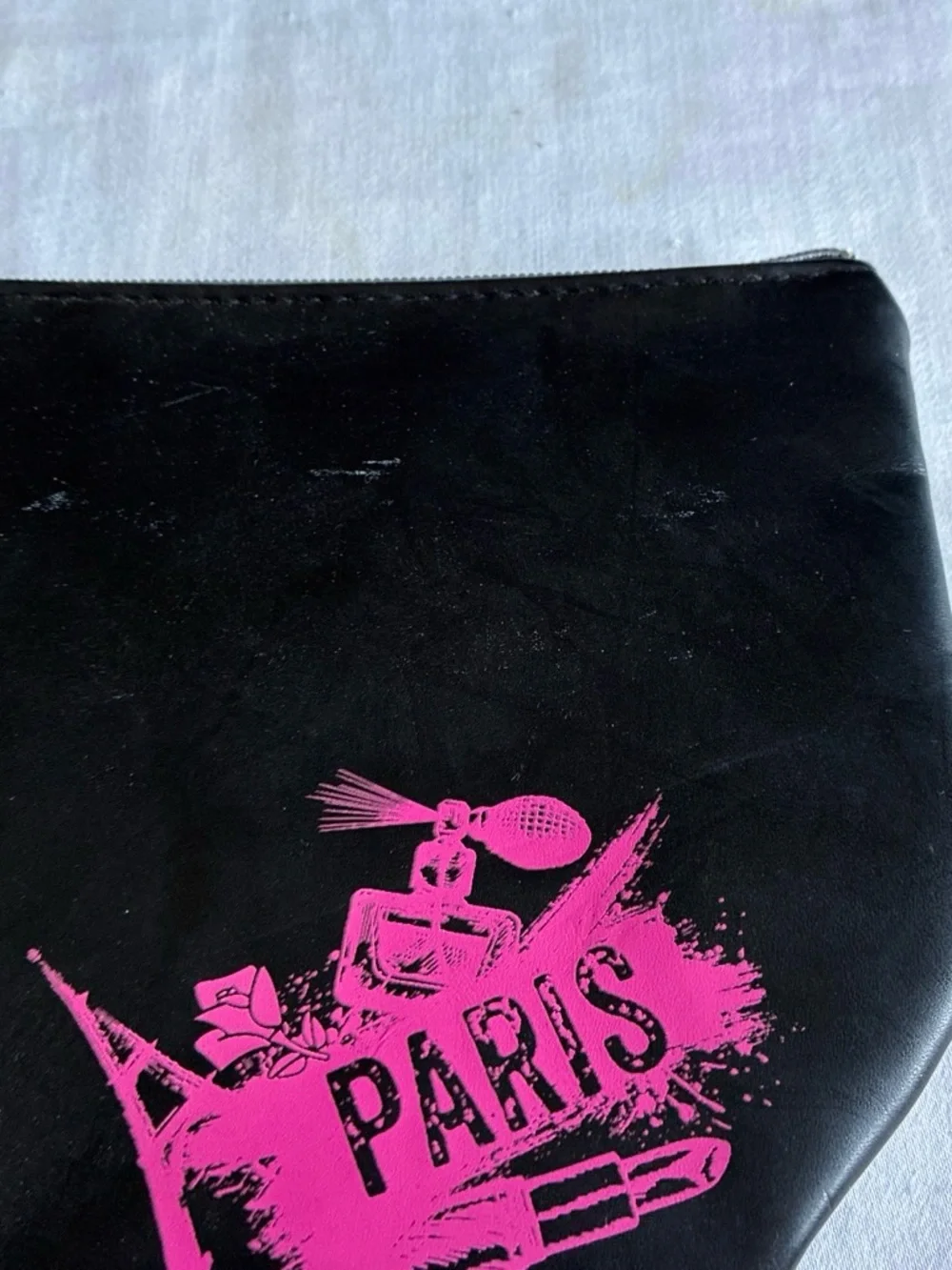 Black and Pink 'Paris' Cosmetic Pouch - Women Makeup Bag